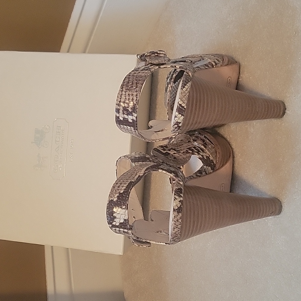 Coach Snakeskin Heels in Brown and Cream - Picture 4 of 4